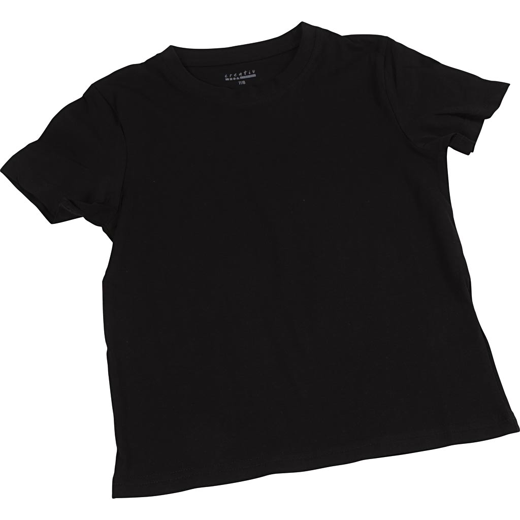 Camisetas de la empresa Creativ, A: 40 cm, talla 7-8 años, cuello redondo, 145 gr, negro, 1 pieza