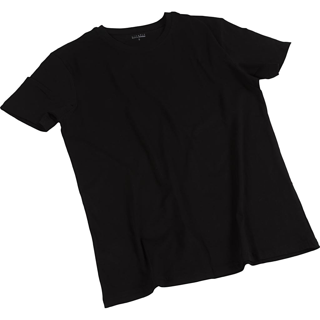 Camisetas de la empresa Creativ, A: 48 cm, talla pequeña, cuello redondo, 145 gr, negro, 1 unidad
