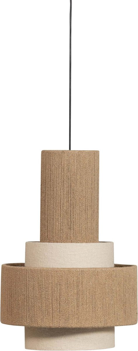 Lampada a sospensione in pelle di legno - corda - naturale - 56x38x38