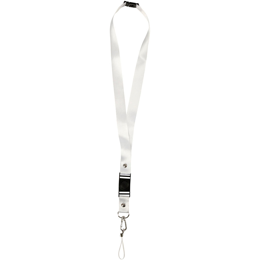 Lanyard aziendale Creativ, l: 53 cm, l: 2 cm, bianco, 5 pezzi 1 scatola