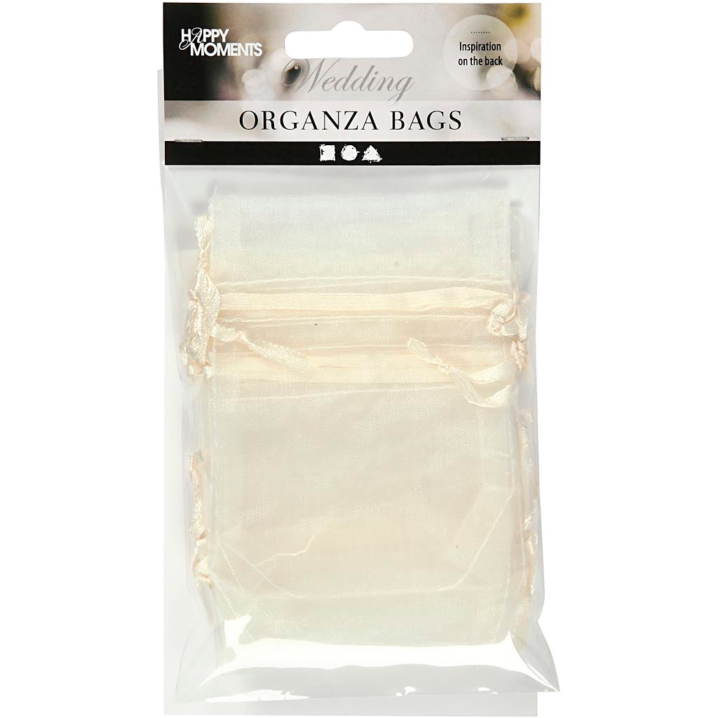 Creativ company bolsas de organza, medidas 7x10 cm, blanquecino, 10 piezas 1 caja