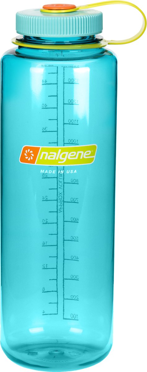Nalgene - botella de boca ancha - botella para beber - botella de agua - botella para beber - a prueba de fugas - 1500 ml - sin bpa - sustentar - cerúleo