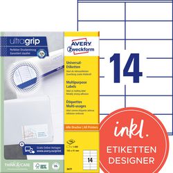 Etichette universali avery zweckform 3477 105x41mm bianco