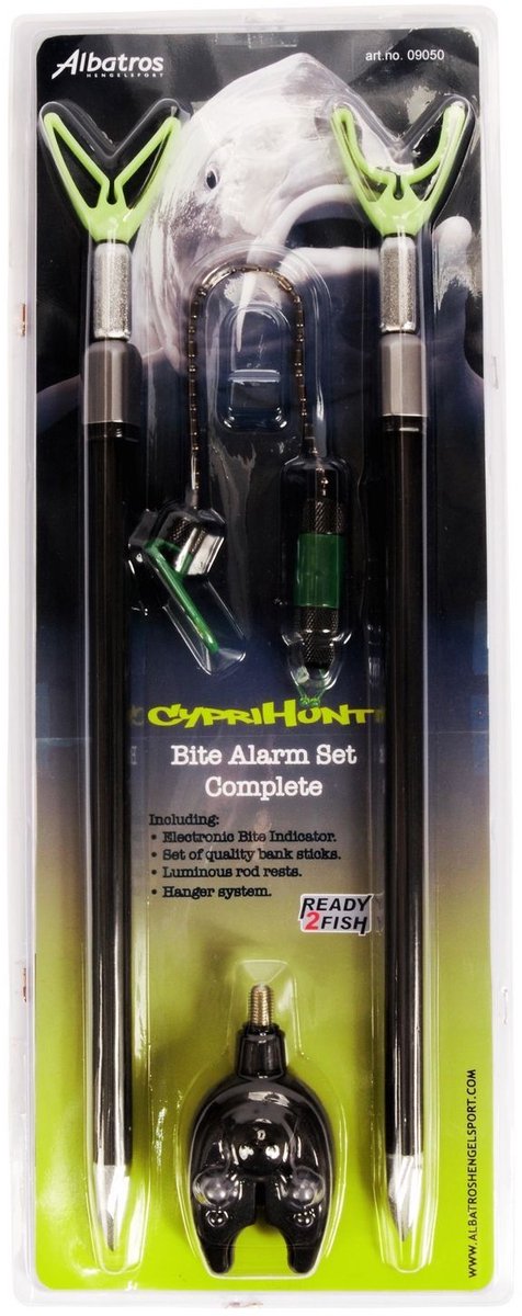 Set de alarma de picadura Albatros ready2fish - 2 baquetas - negro