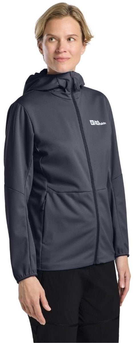 Giacca softshell in grafite con cappuccio Jack Wolfskin Feldberg da donna