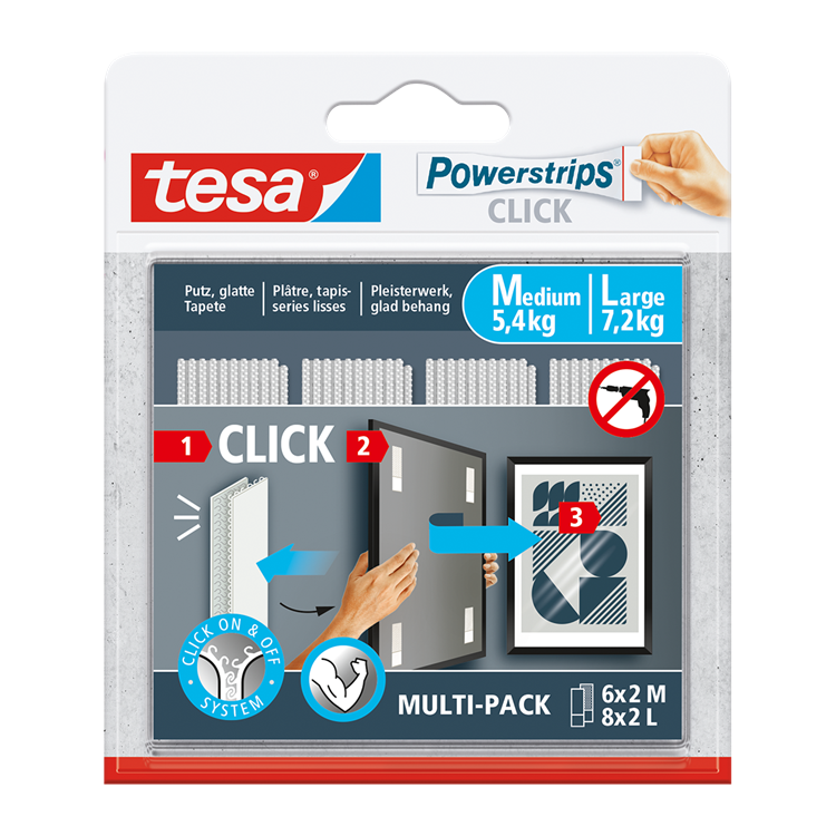 Tesa 1074182 - Prese multiple click combo 6x2 m 8x2 l | 6 pezzi