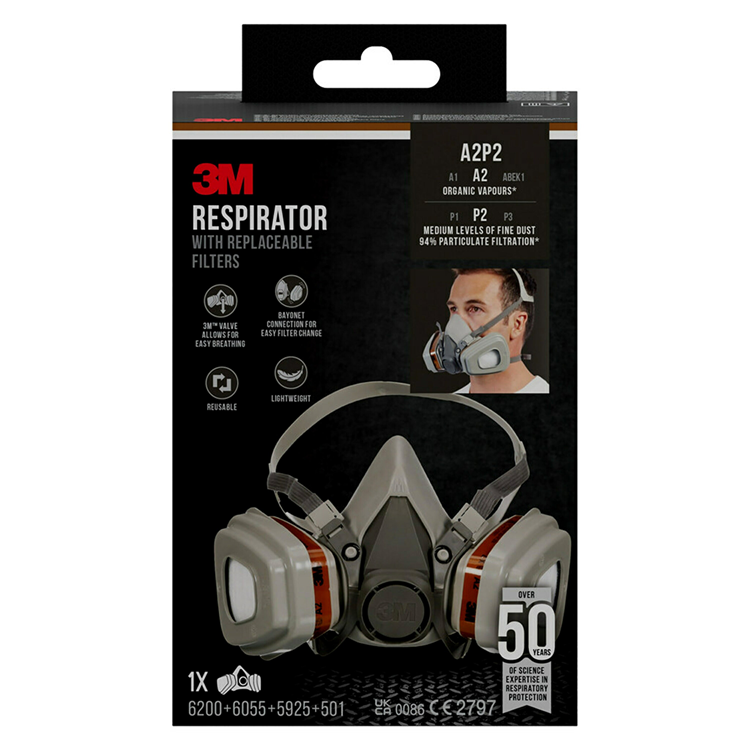 3m 1061808 - media máscara 6002cn a2 p2 | 1 pieza
