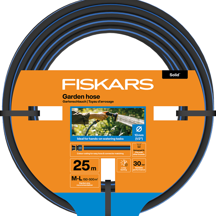 Manguera de jardín sólida Fiskars 13 mm (1 2”) 25 m – 1076060