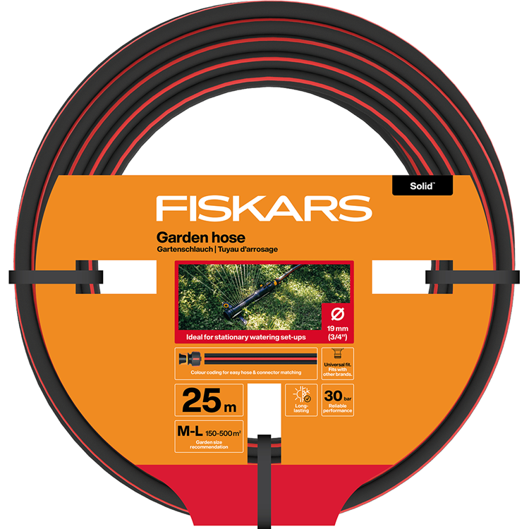 Manguera de jardín sólida Fiskars 19 mm (3 4”) 25 m – 1076062