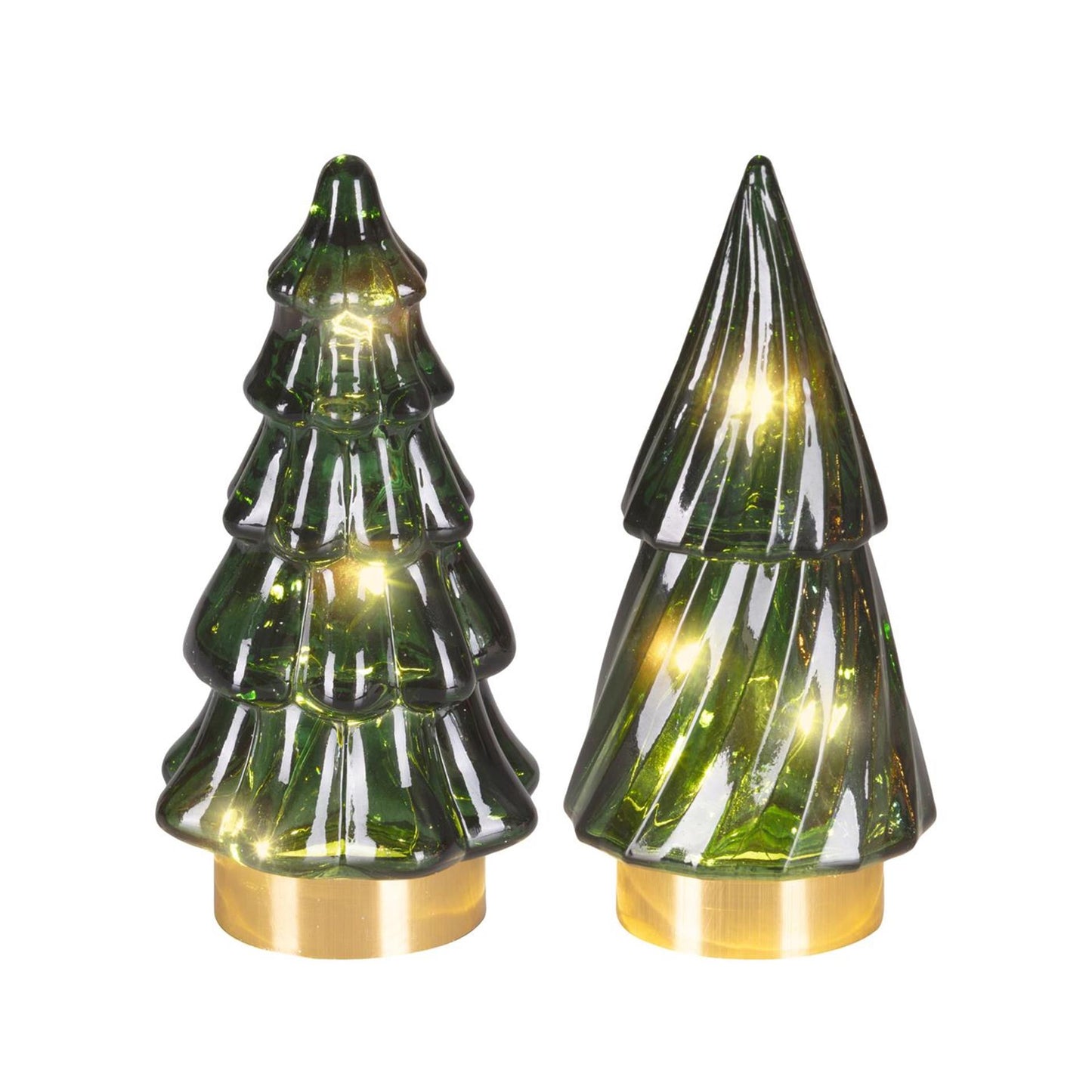 Lumineo micro LED árbol de Navidad cristal ã˜6x12,8cm verde blanco cálido 2 surtidos