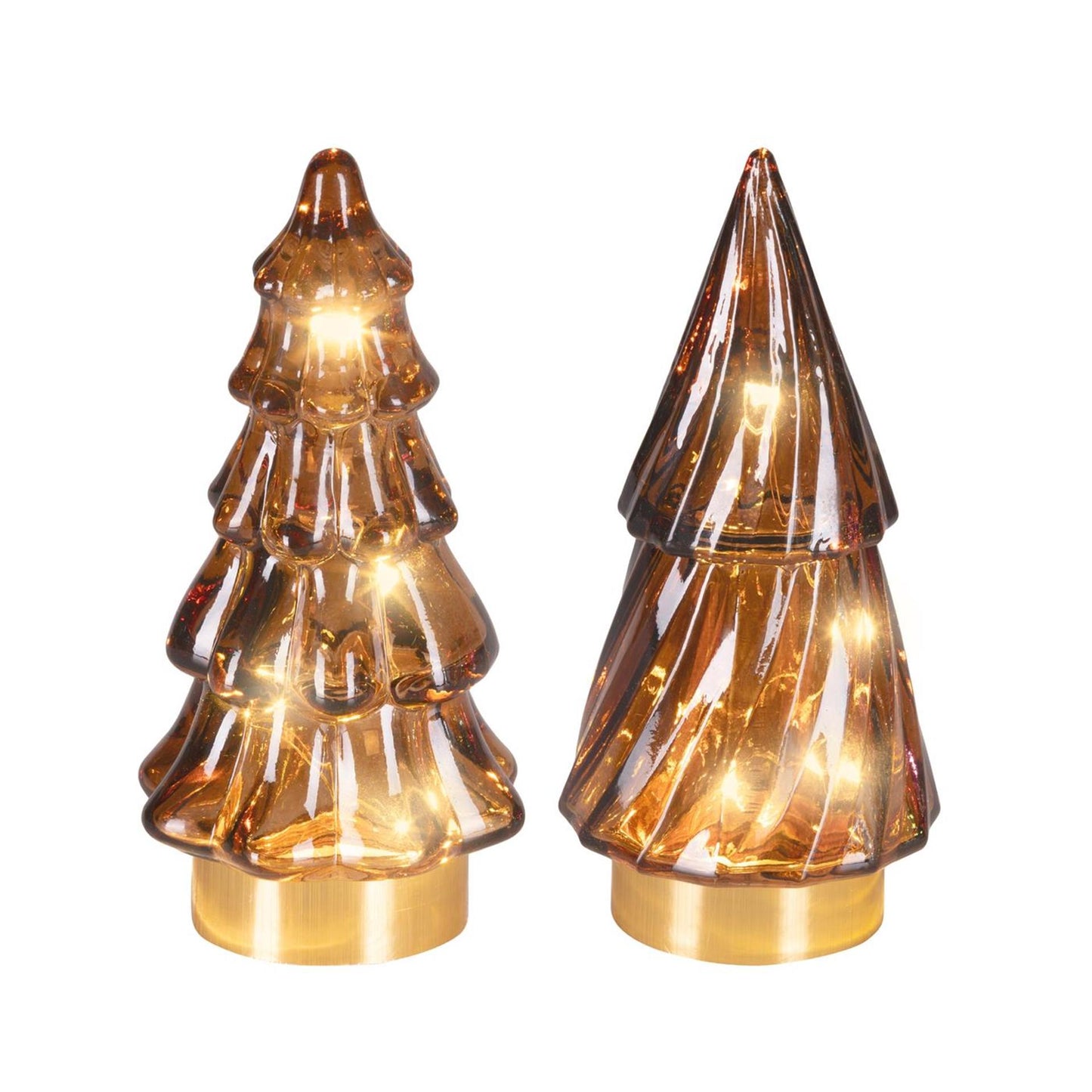 Lumineo micro LED árbol de Navidad cristal ã˜6x12,8cm marrón blanco cálido 2 surtidos