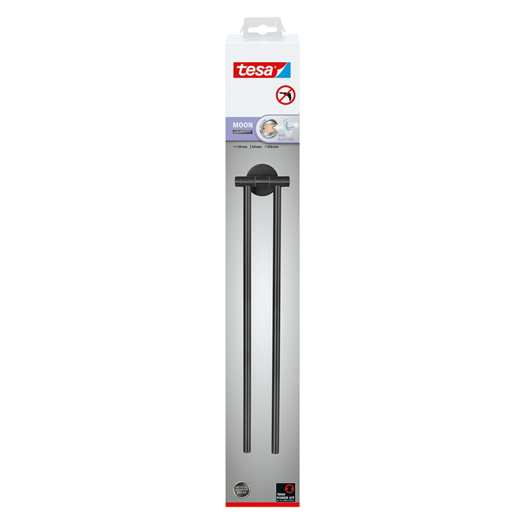 Tesa 1072306 - portasciugamani moon grafite a 2 bracci | 2 pezzi