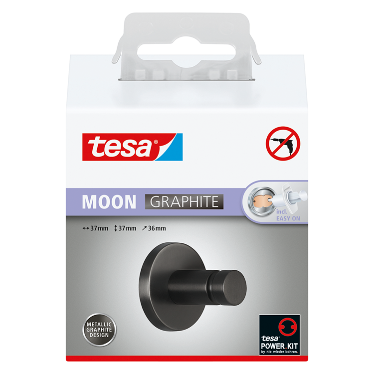 Tesa 1072307 - Toallero Luna Grafito | 2 piezas
