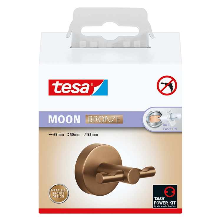 Tesa 1072315 - gancio per accappatoio bronzo lunare | 2 pezzi