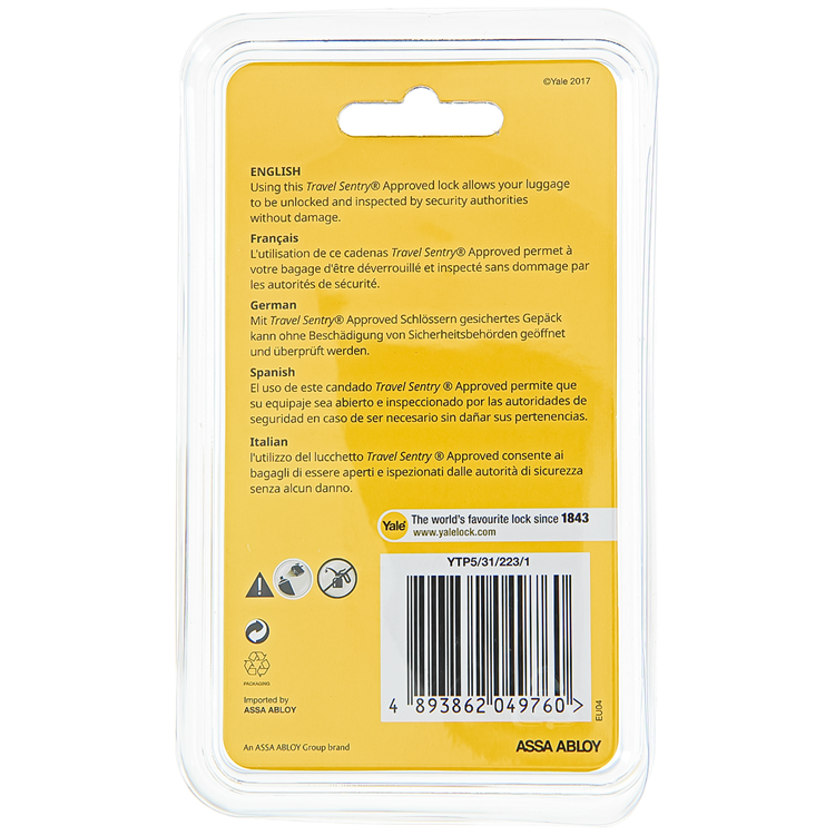 Yale 1060497 - lucchetto a codice tsa nero | 3 pezzi