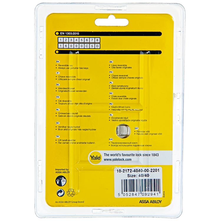 Yale 1060530 - cilindro profilato 2100 mv 80mm (40 40) | 2 pezzi