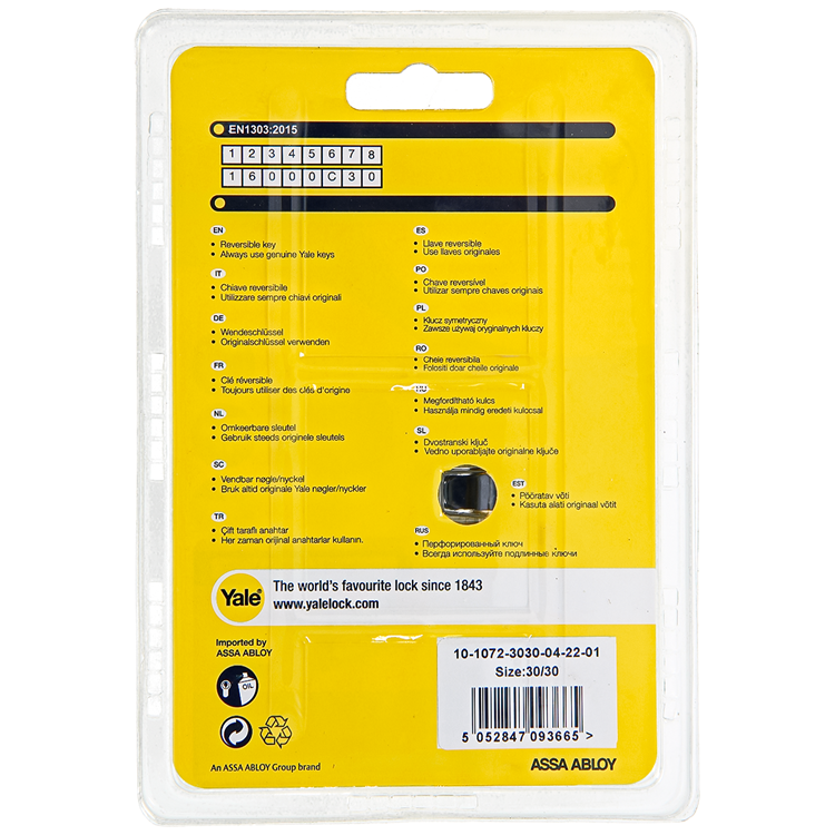 Yale 1060533 - cilindro profilato 1000 mv 60mm (30 30) | 2 pezzi