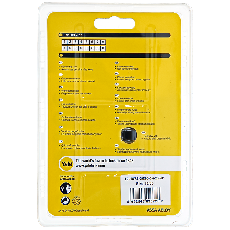 Yale 1060537 - cilindro profilato 1000 mv 70mm (35 35) | 2 pezzi