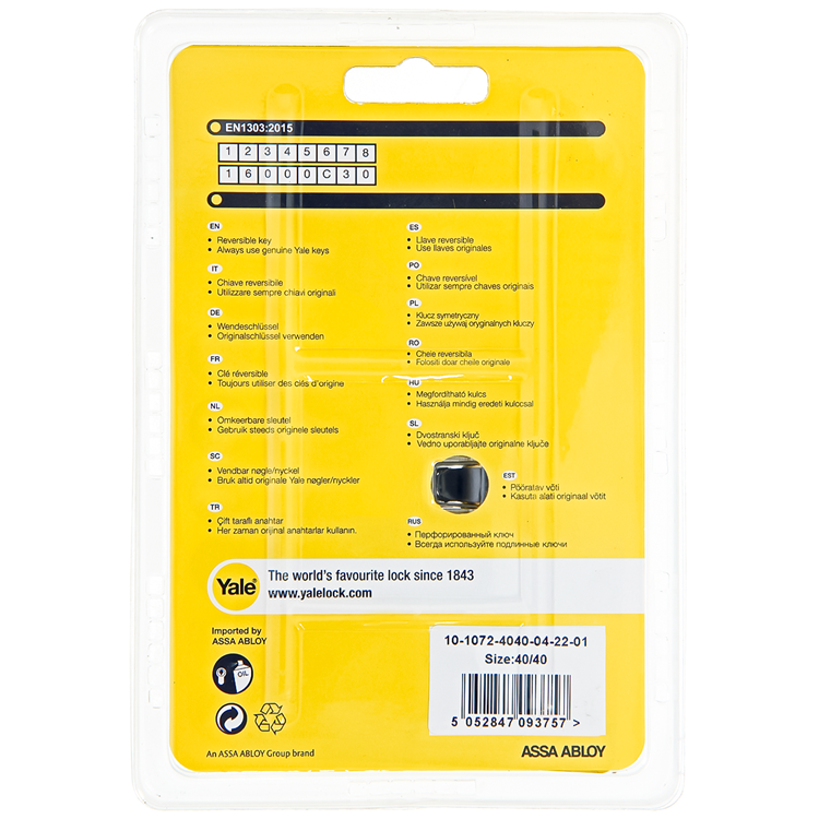 Yale 1060542 - cilindro profilato 1000 mv 80mm (40 40) | 2 pezzi