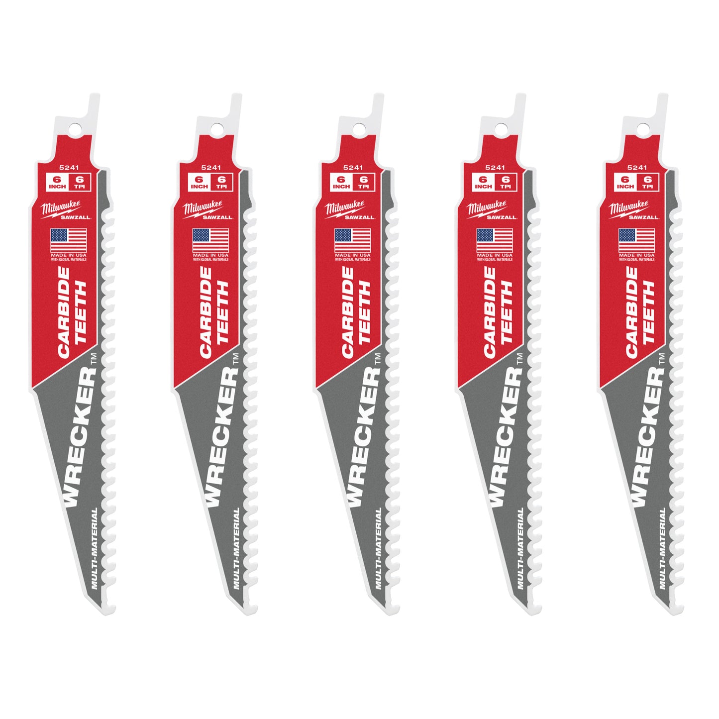 Multimateriale Milwaukee: Lame da demolizione seghettate in carburo Heavy Duty Wrecker™ | demolitore tct 150mm x 6 tpi | 5 pezzi - 48475541