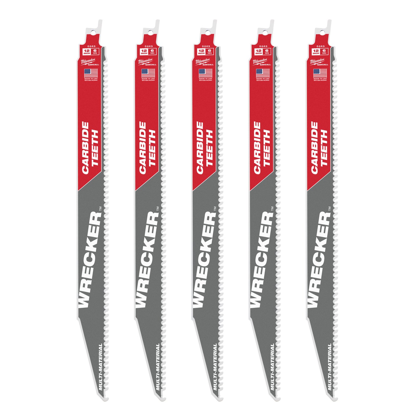 Multimaterial de Milwaukee: hojas de demolición dentadas de carburo Wrecker™ de servicio pesado | auxilio tct 300 mm x 6 tpi | 5 piezas - 48475543