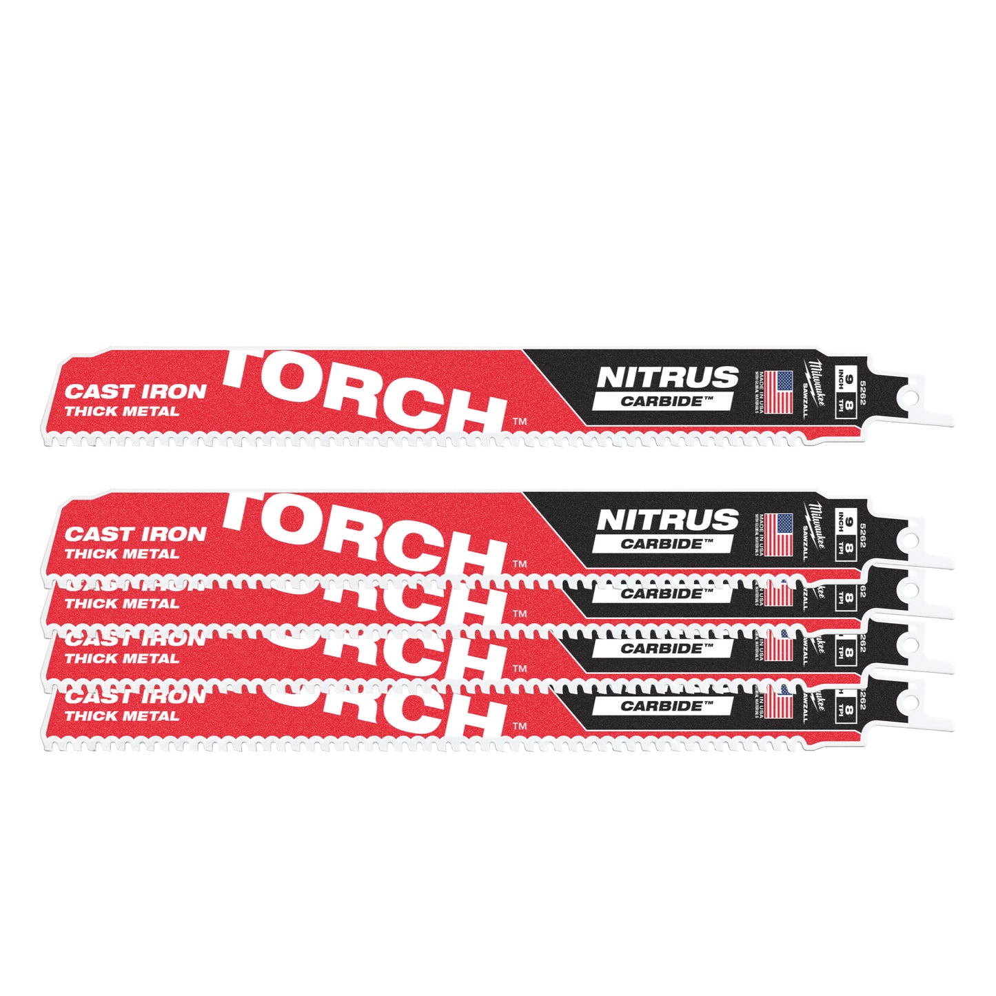 Ty milwaukee heavy du torch™ con carburo di azoto™ | torcia tct nitrus 230mm x 8tpi | 5 pezzi - 48475562