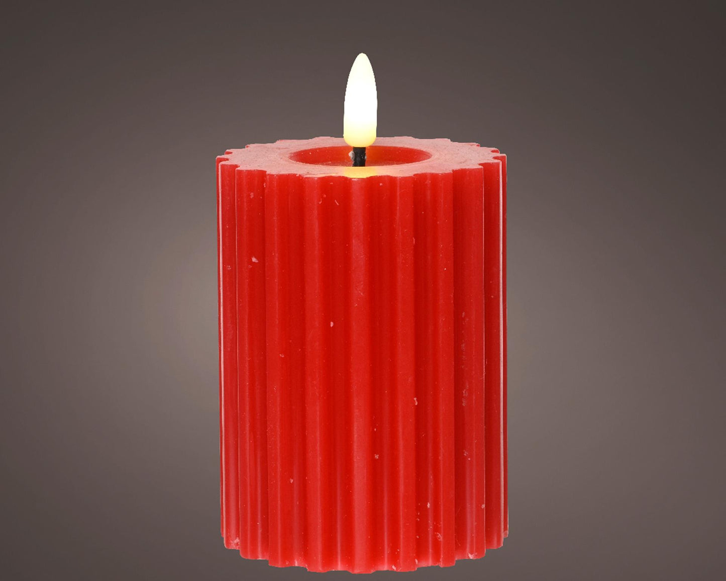 Vela Lumineo LED llama acanalada 12cm roja