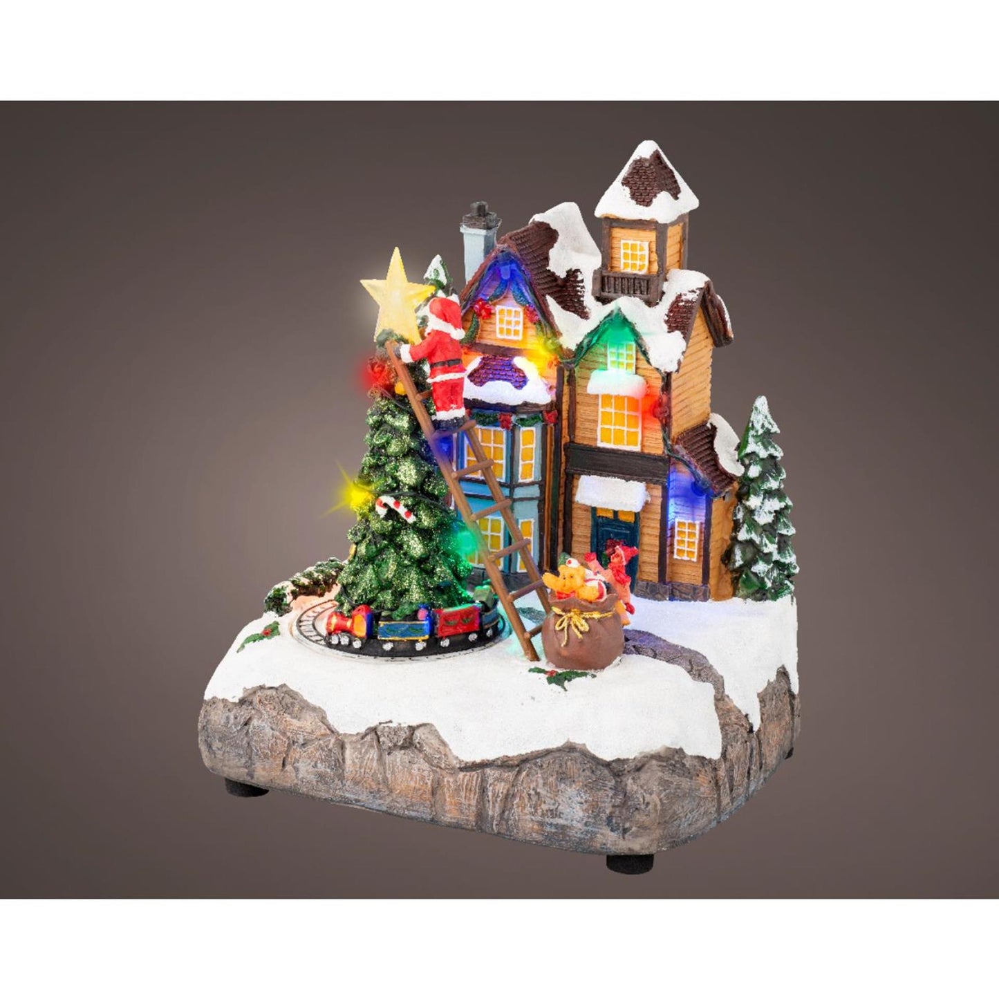 Lumineo kerstscene kerstboom versieren led polyresin 16x19x22cm