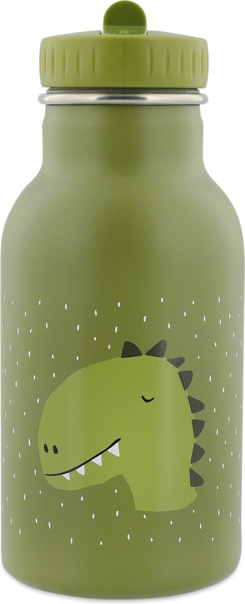 Trixie thermos drinkfles - mr. dino - rvs waterfles voor kinderen - lekvrije fles - 350ml - groen