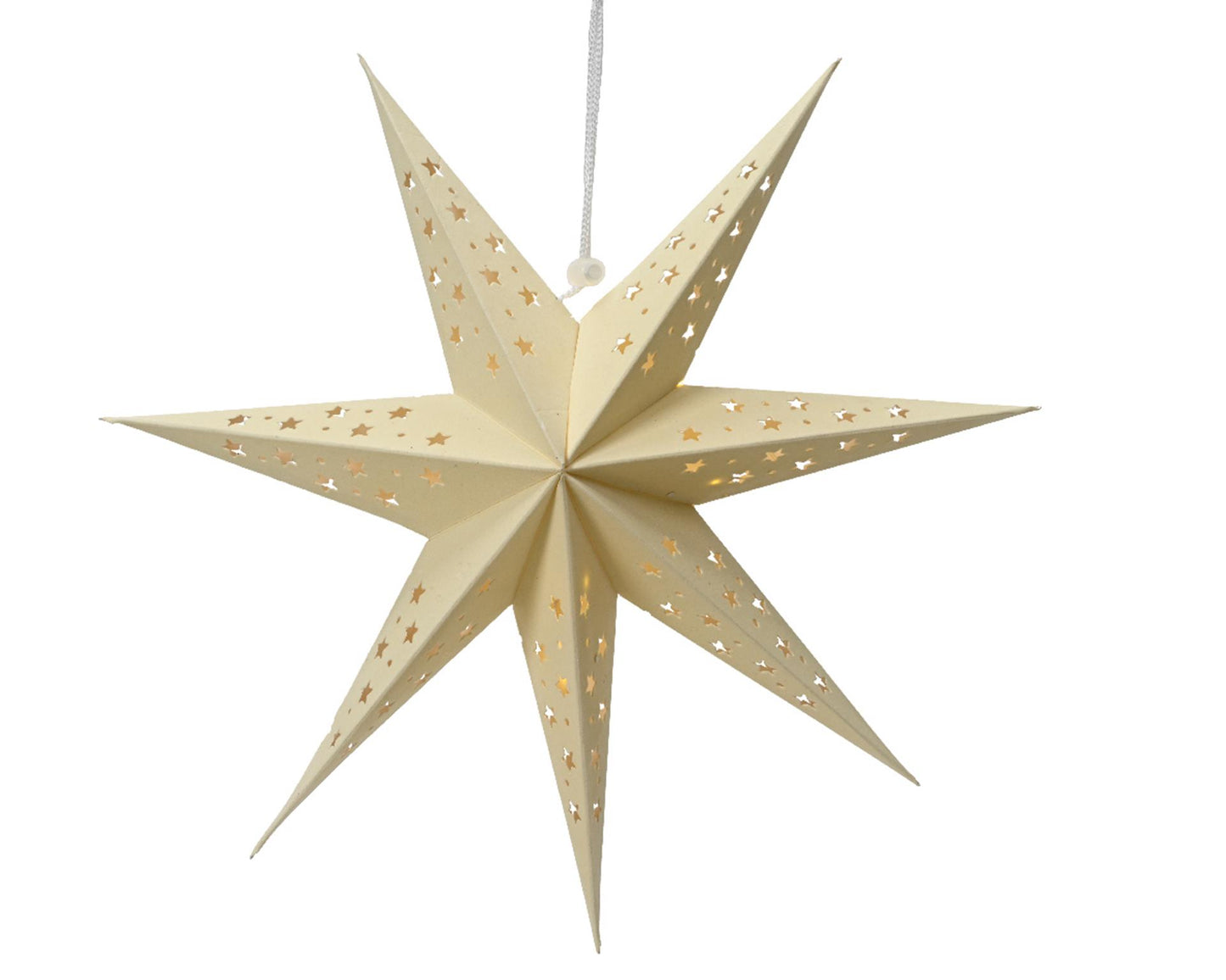 Lumineo estrella LED cartón 40cm con temporizador crema