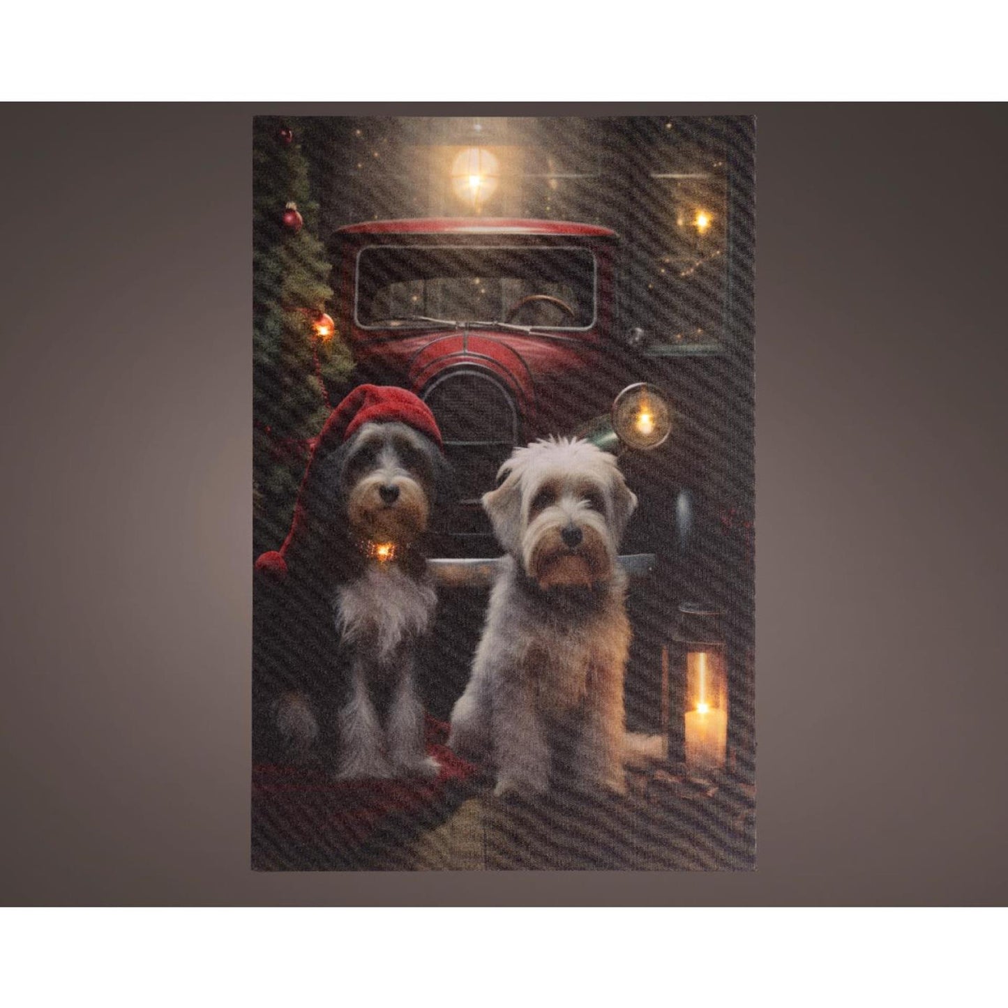 Lumineo Navidad lienzo perros LED 38x58cm