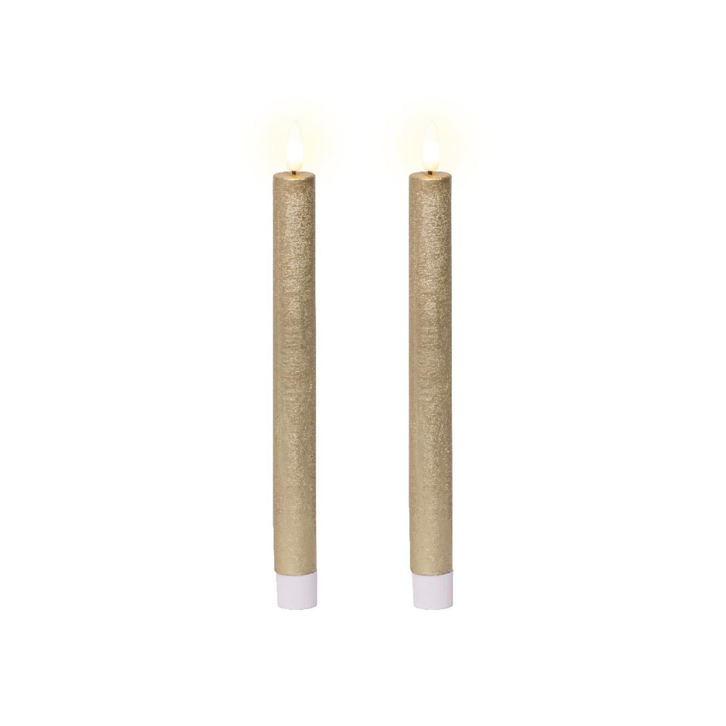 Juego de velas LED Lumineo cera oro h24,5cm