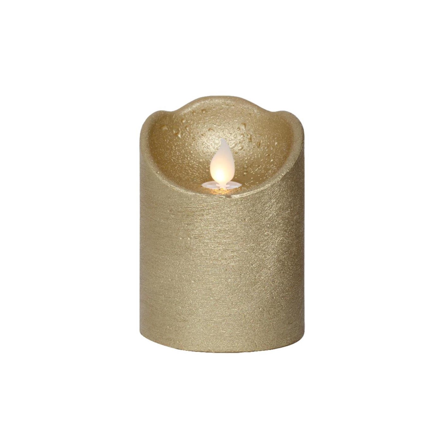 Lumineo LED vela ondeante cera oro ø7,5xh10cm