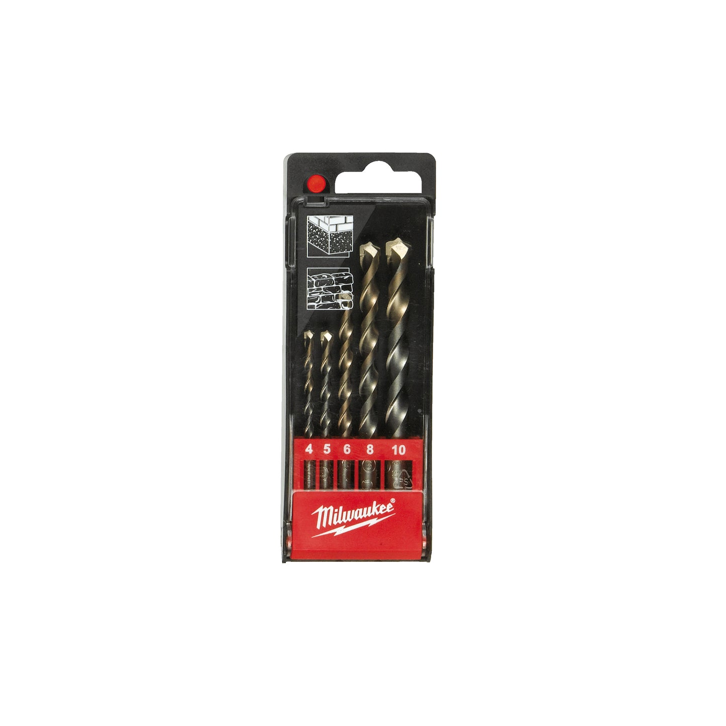 Accesorios Milwaukee juego de brocas para hormigón en casete de plástico (5 piezas): 4 5 6 8 10 mm - 4932480157