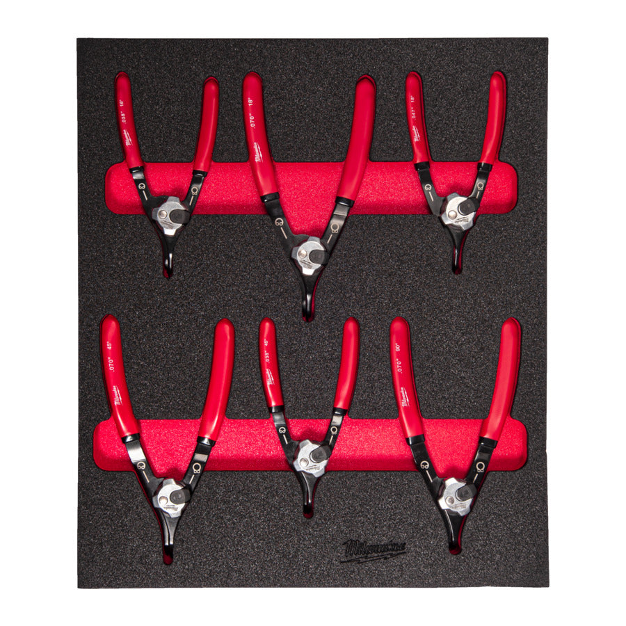 Set di pinze per anelli elastici con inserto in schiuma Milwaukee | 6 pezzi - 4932493633