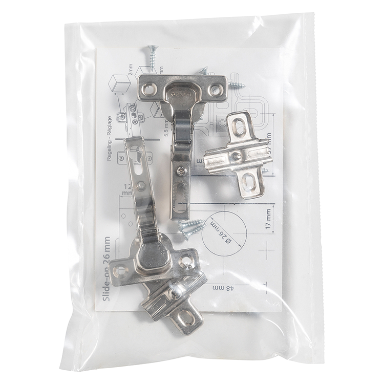 Mack 1071158 - 2 cerniere forate scorrevoli su anta semi-in battuta 26mm 110° | 5 pezzi