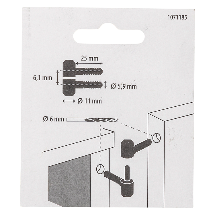 Mack 1071185 - 2 cerniere per mobili forate nere ø 11 x 25 mm | 5 pezzi