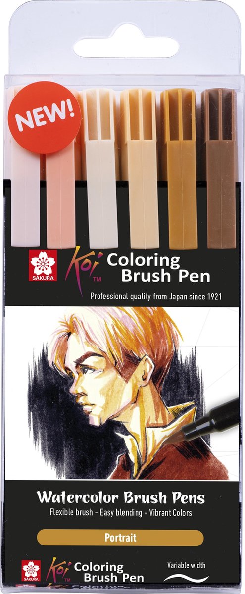 Sakura koi coloring brush pen set portrait | 6 kleuren