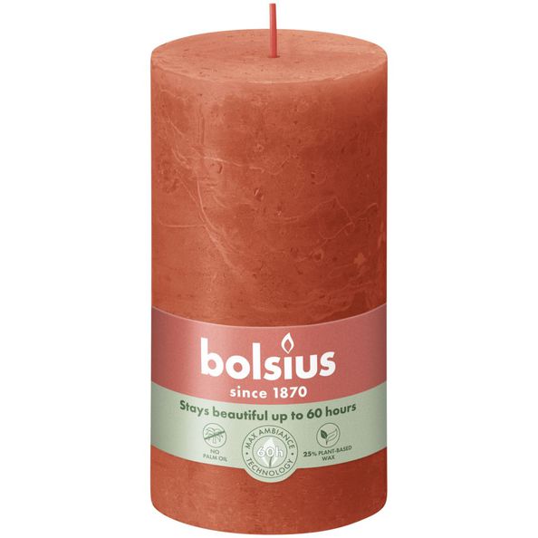 Bolsius candela rustica arancio terra ø68x130 mm 60 ore (4 pezzi)