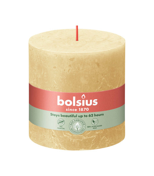 Vela pilar rústica Bolsius avena beige ø100x100 mm 62 horas (3 piezas)