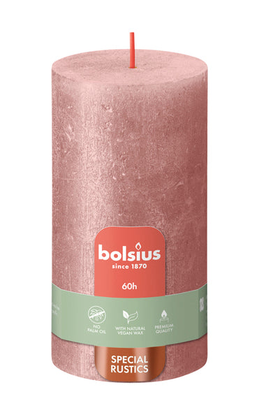 Vela de pilar Bolsius shimmer rosa ø68x130 mm 60 horas (4 piezas)