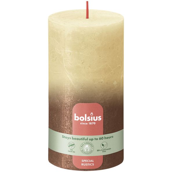 Vela bolsius beige avena + cobre ø68x130 mm 60 horas (4 piezas)