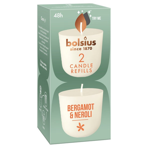 Bolsius cleanlight pack 2 bergamota neroli ø57x116 mm (6x 2 piezas)