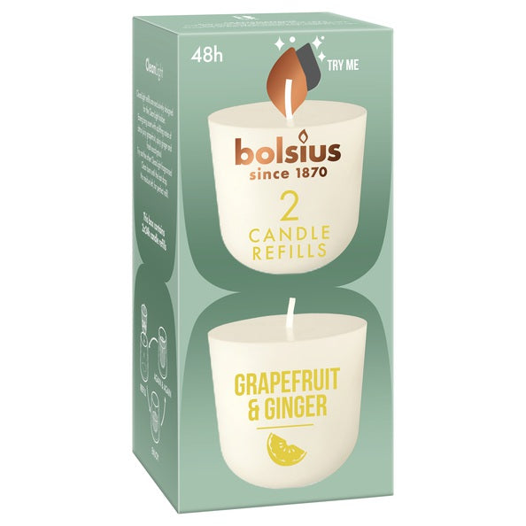 Bolsius cleanlight pack 2 pomelo jengibre ø57x116 mm (6x 2 piezas)