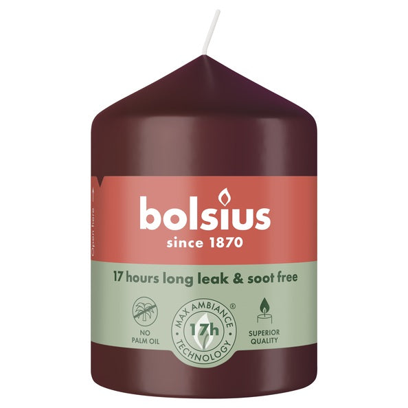 Vela de pilar Bolsius terciopelo rojo ø58x80 mm 17 horas (6 piezas)