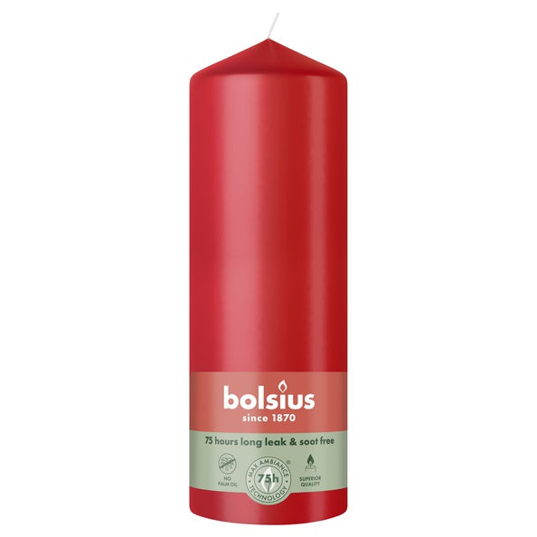 Vela pilar Bolsius delicado rojo ø68x200 mm 75 horas (6 piezas)
