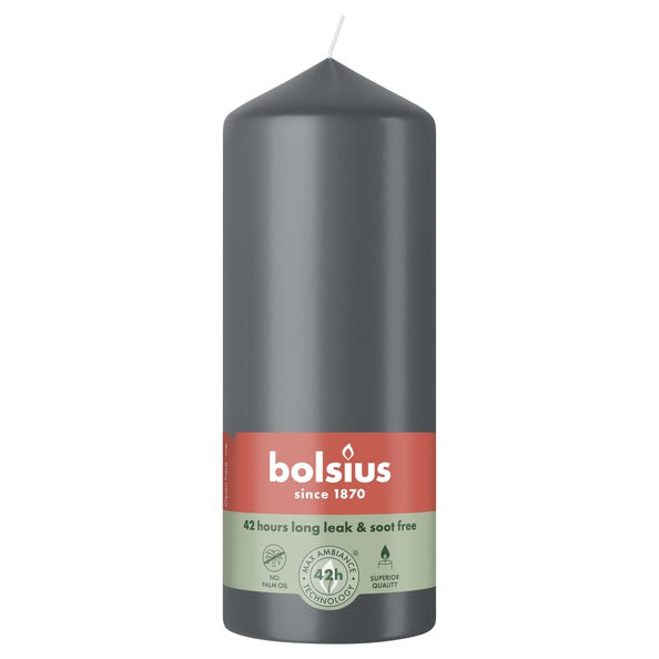 Vela de pilar Bolsius gris tormentoso ø58x150 mm 42 horas (6 piezas)