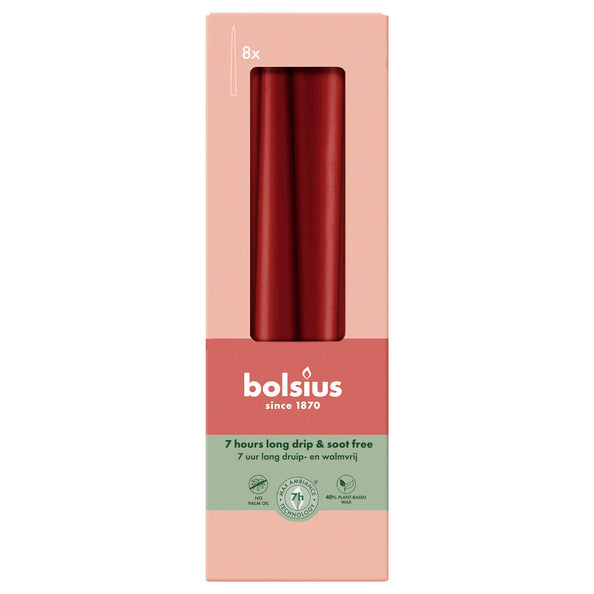 Bolsius candele gotiche velluto rosso ø24x245 mm 7 ore (8x 4 pezzi)