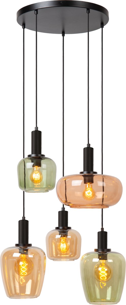 Lucide ilona - lampada a sospensione - 5xe27 - nera