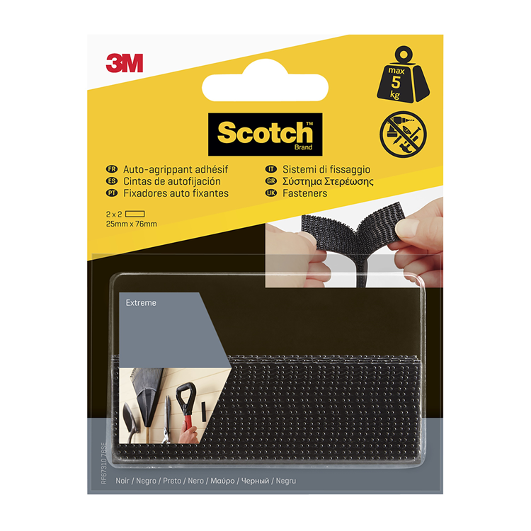 3m 1075817 - whisky extra. sujetadores 25x75mm2 juegos paquete negro | 6 piezas